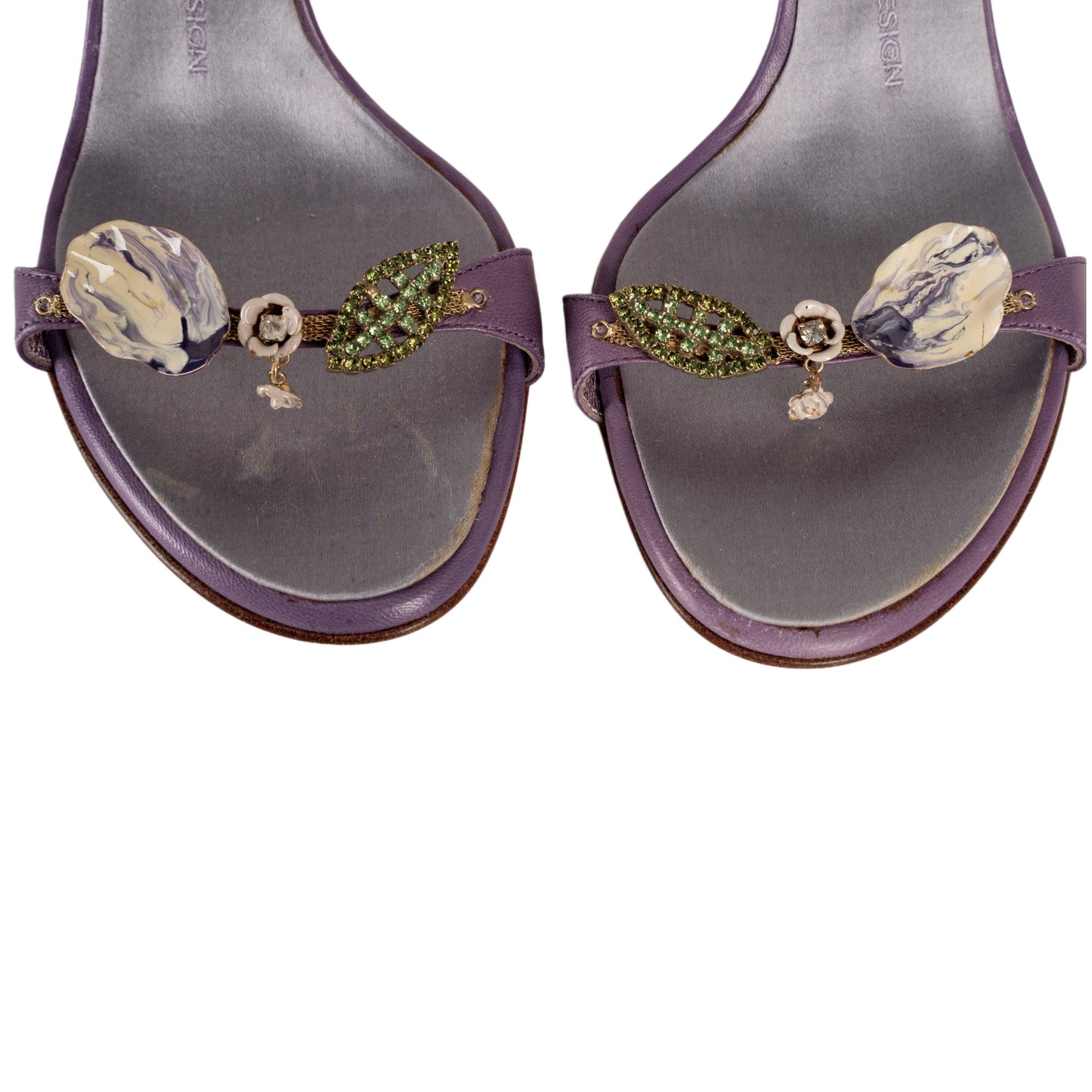Giuseppe Zanotti Purple Floral Embellished Sandal Heels