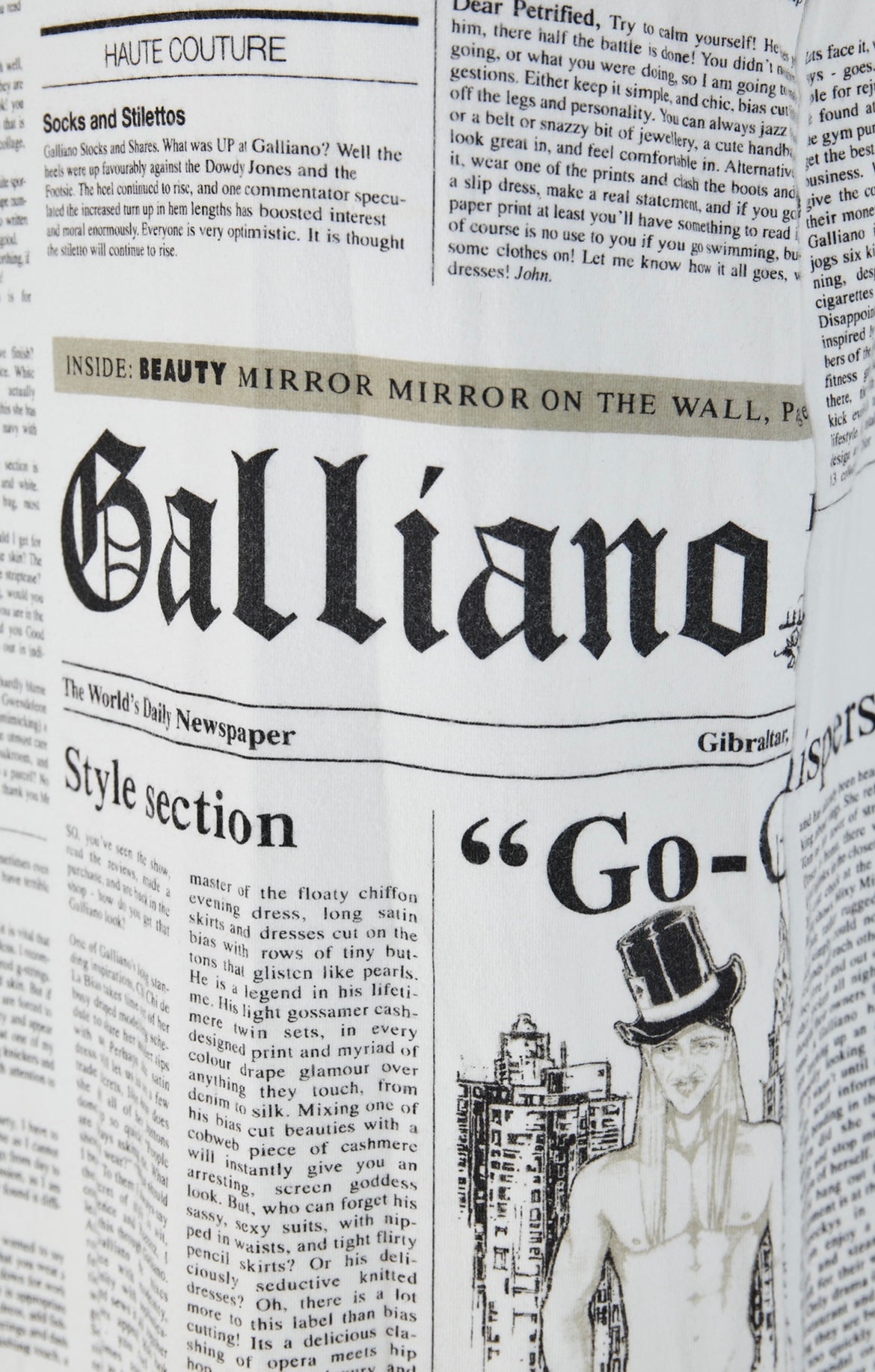 John Galliano 2000s Newspaper Print Dress