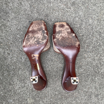 Gucci by Tom Ford Brown “GG” Monogram Sandal Heels