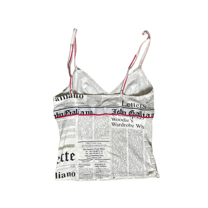 John Galliano 2000s Newspaper Print Camisole Top