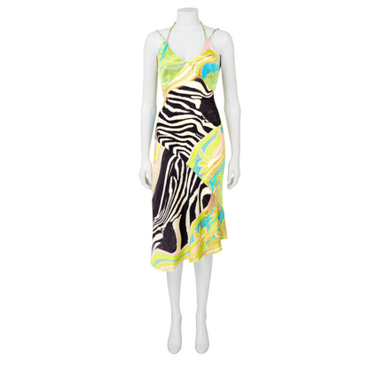 Roberto Cavalli S/S 2004 Patchwork Animal Print Silk Dress