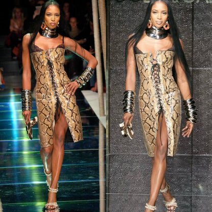 Dolce & Gabbana S/S 2005 Snakeskin Frill Bone Heels