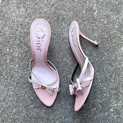 Dior by John Galliano 2000s Pink Bow Sandal Heels