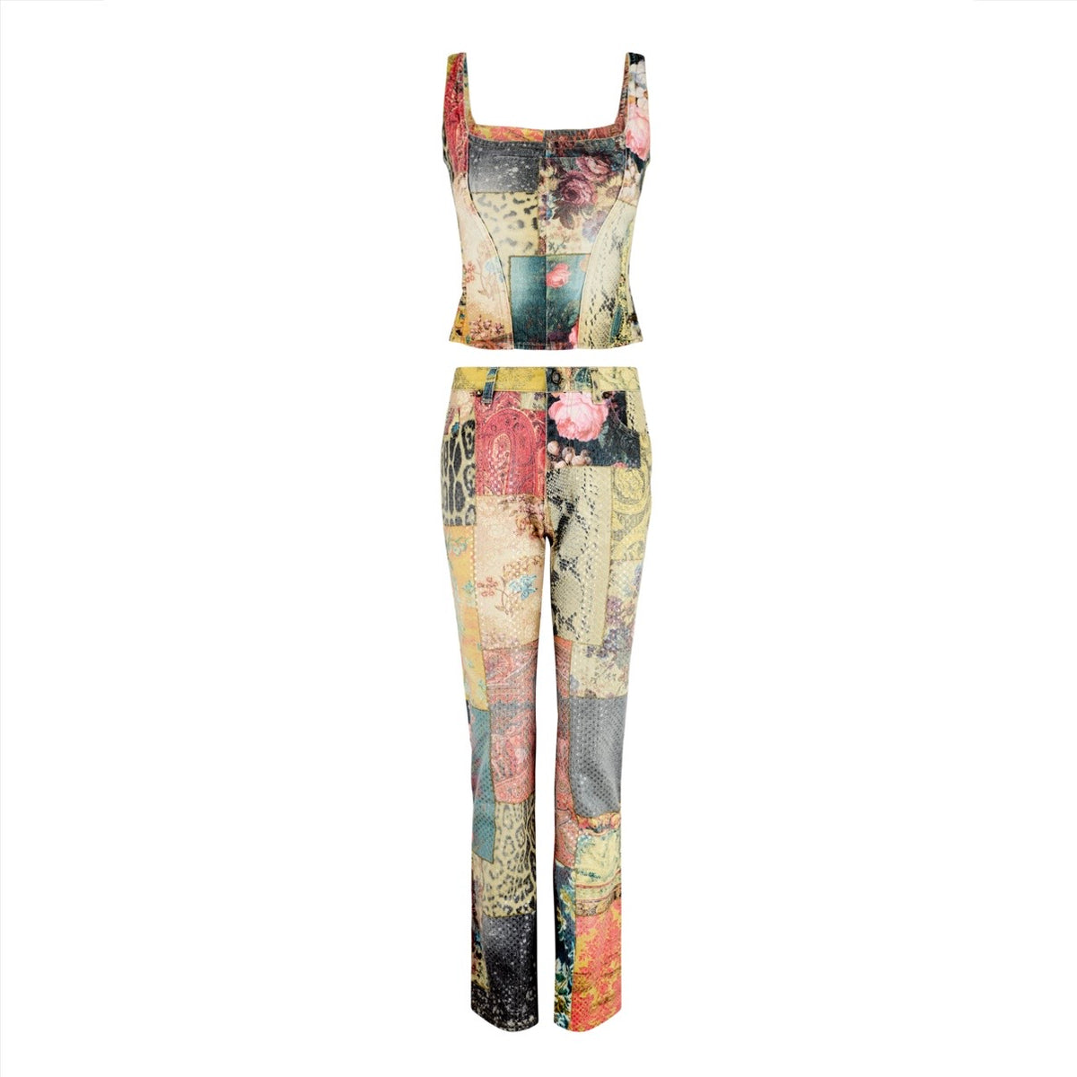 Fall / Winter 2002 Multicolour Patchwork Top & Jeans Set