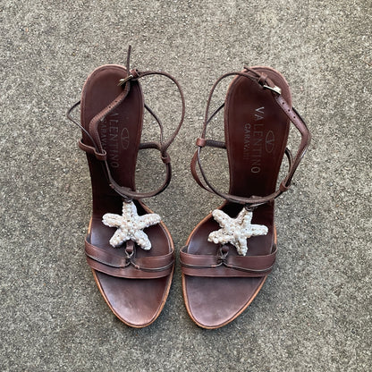 Valentino S/S 2002 Pearl Beaded Starfish Sandal Heels