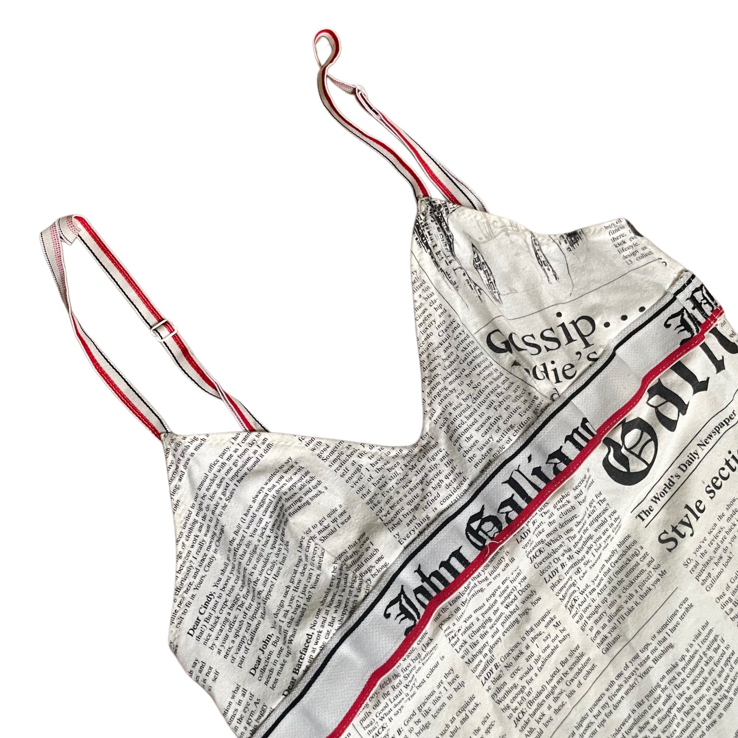 John Galliano 2000s Newspaper Print Camisole Top