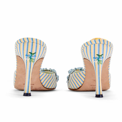manolo blahnik marie antoinette yellow blue baroque vintage heels